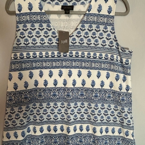 J. Jill Floral Blue and White V-Neck Dress NWT - Picture 2 of 12